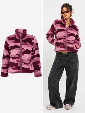 OLD NAVY Pink Camo Teddy Jacket 